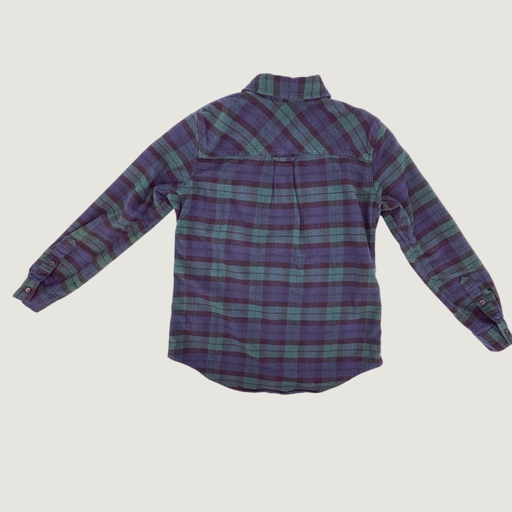 Duluth Trading Co Flannel Shirt Womens S Blue Green Plaid Button Down Utility - Picture 3 of 7